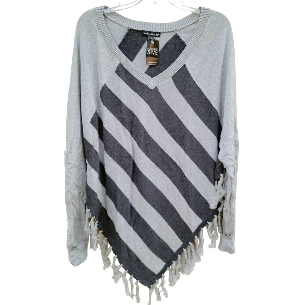 A'GACI Double Zero Gray Stripe Shawl Large
